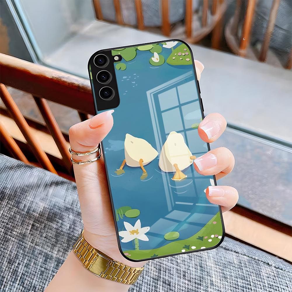 Cute Cartoon Duck Phone Case For Samsung S26 S25 Plus S20 S20 Plus S22 Ultra S23 FE S21 Plus S21 Ultra Glass Cover