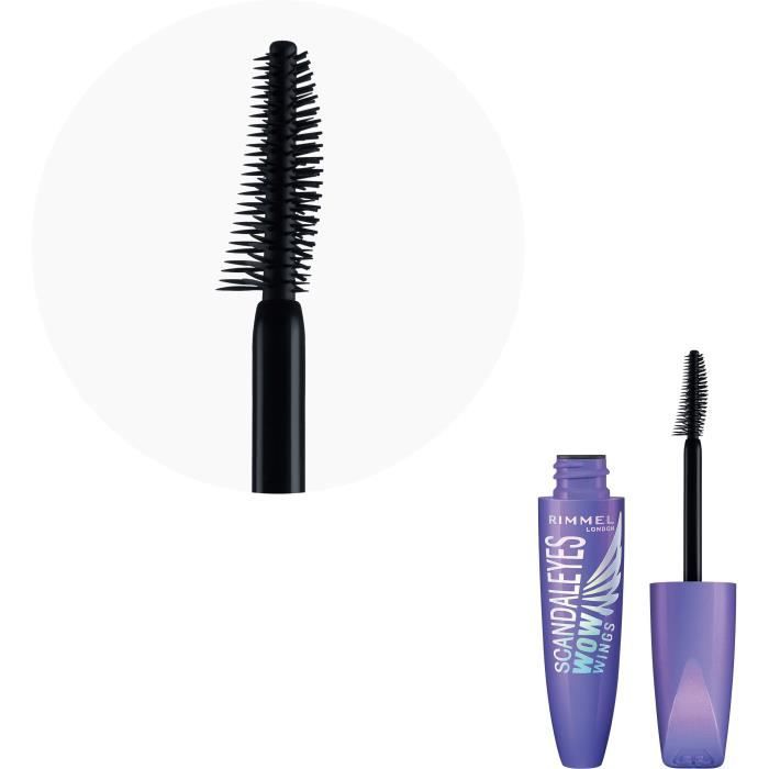 Mascara - RIMMEL - Scandaleyes Wow Wings - Volume Extrême - Brosse 2-en-1 - Noir