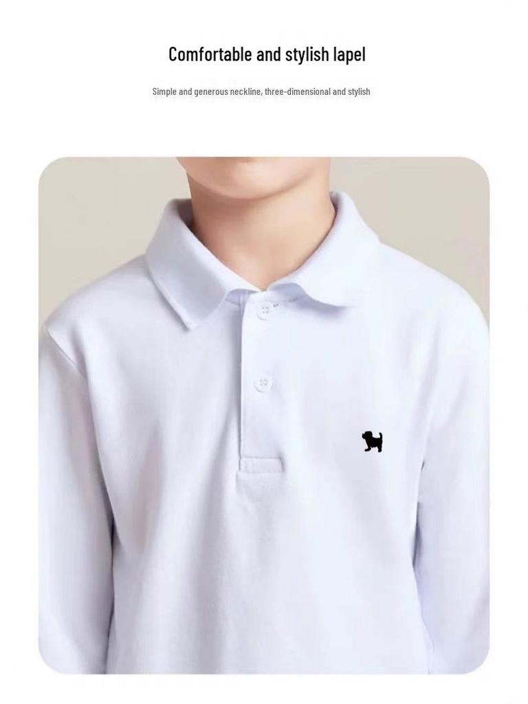 Kinder Baumwolle Langarm Poloshirt - 2026 Neu Frühling Jungen Cartoon Revers Oberteil