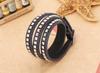 Rock Punk Silver Stud Genuine Leather Bracelet Multi Round Cowhide Leather Bracelet European American New Bracelet Foreign Trade