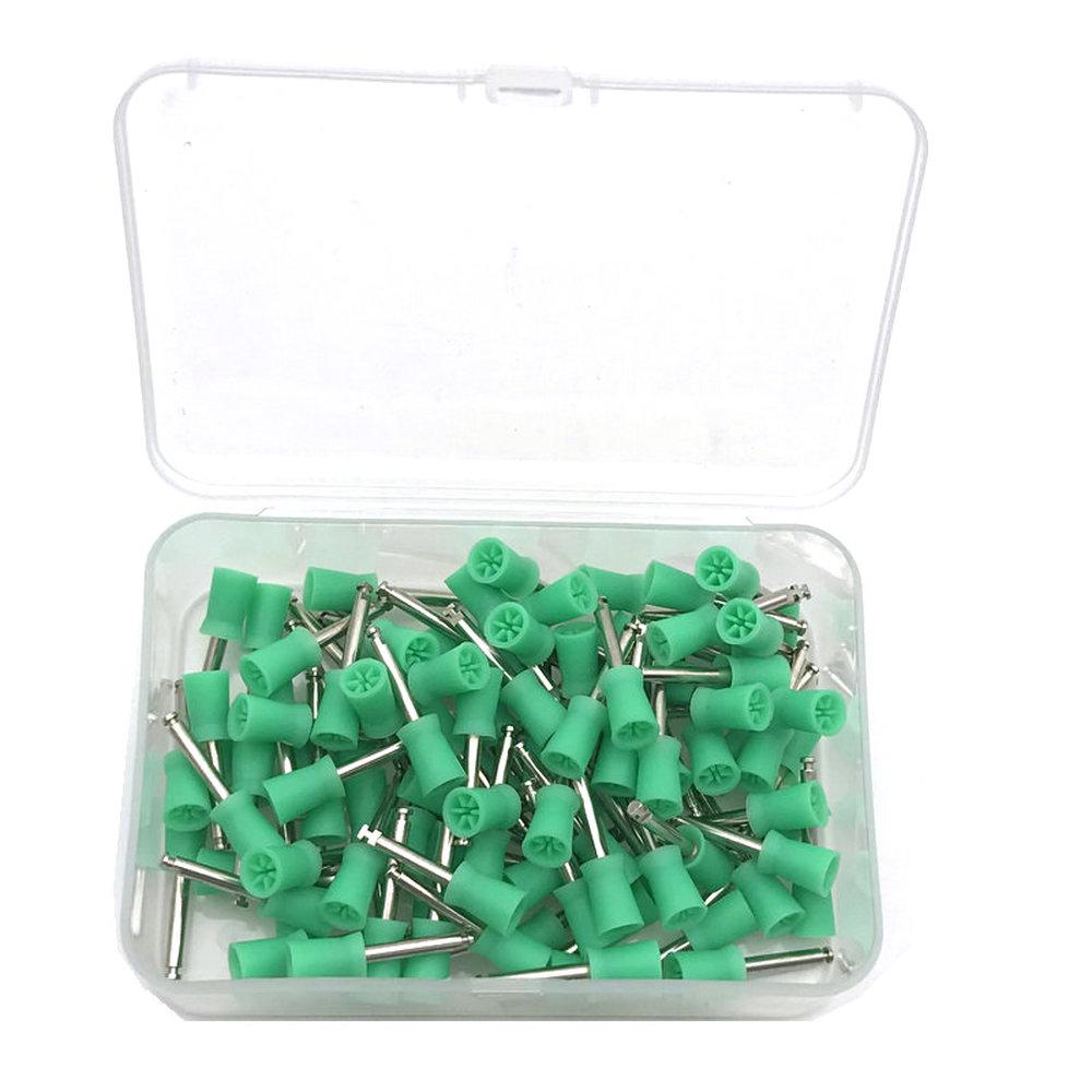 

100pcs Dental Prophy Brushes Polishing Polisher Rubber Cup Disposable Latch type Colorful Buff Nylon Bristles Brush