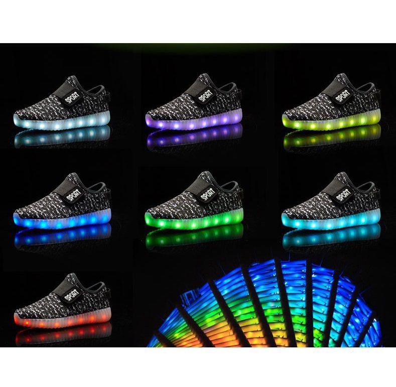 Trendy Unisex 7 Led Light Lace-up Colorful Shoes Sneaker Sportswear Usb Rechargeable
