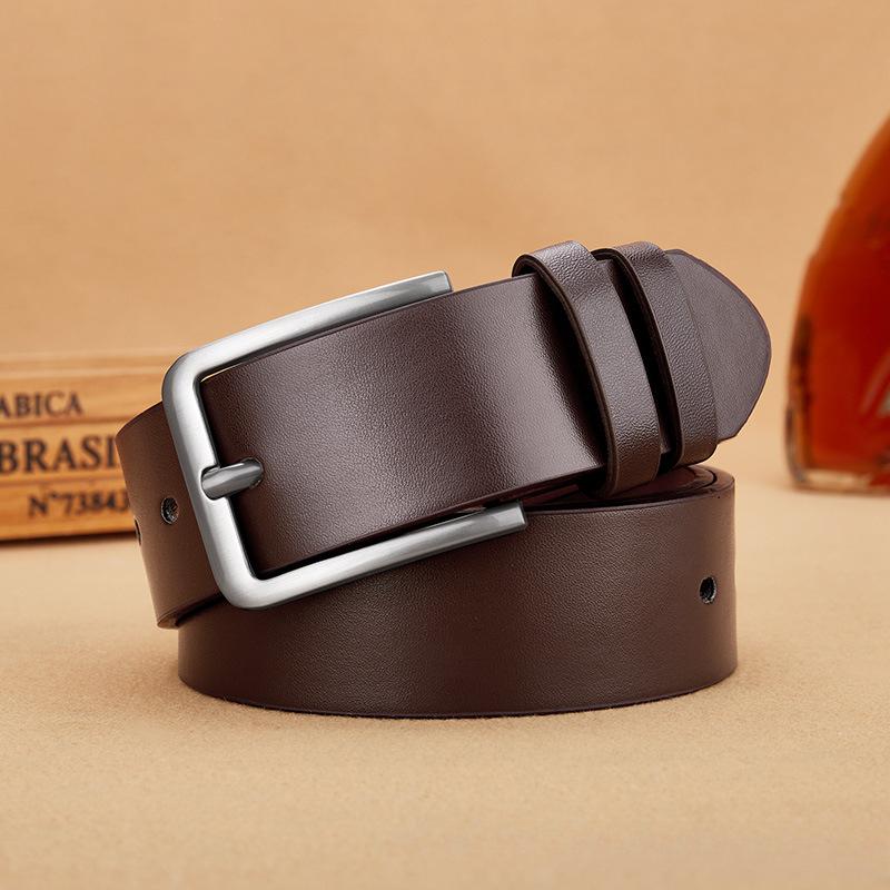 Men's High-end Leather Belt with Pin Buckle for Casual Wear, Trendy and Versatile for Young Men and Students - Korean Style