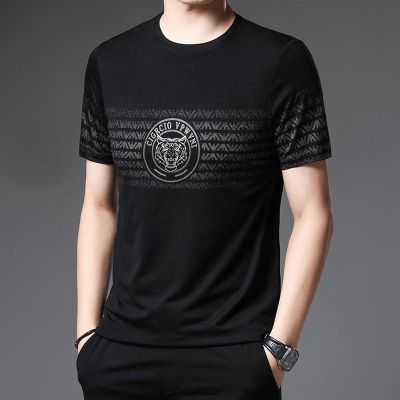 

Новая мужская летняя тонкая молодежная футболка с коротким рукавом и круглым вырезом, облегающая повседневная хлопковая черная рубашка 4XL