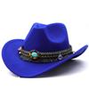 New Fashion Western Cowboy Hat Wool Tassel Belt Sombrero Cap Men Women Cowgirl Solid Color Jazz Elegant Lady Hollow Design Hats