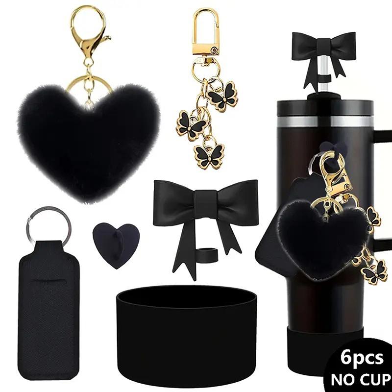 Bows Accessories For Stanley Cup 40&30Oz Tumbler With Handle,Including Bow Straw Topper,Chapstick Holder, Boot, Keychain Charms