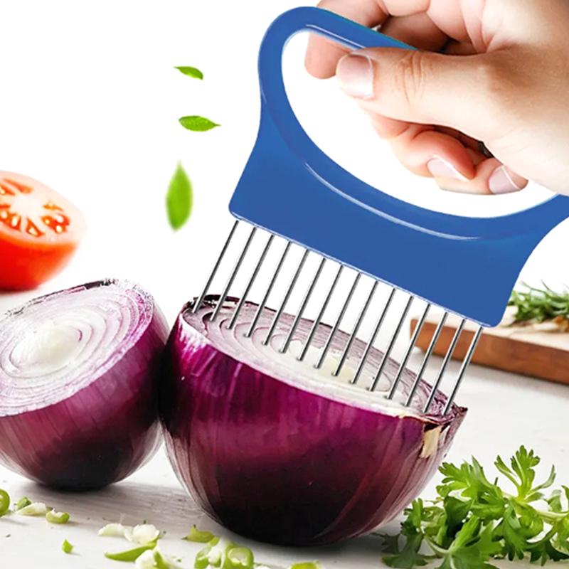Aguja de Cebolla en Forma de Corazón Rebanadora Multifuncional de Verduras y Ayuda para Rebanar Frutas y Verduras