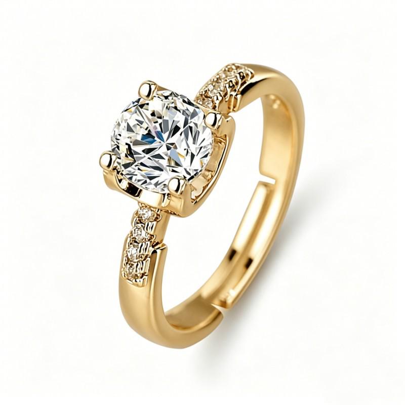 Anello di alta gamma placcato oro con design floreale coreano