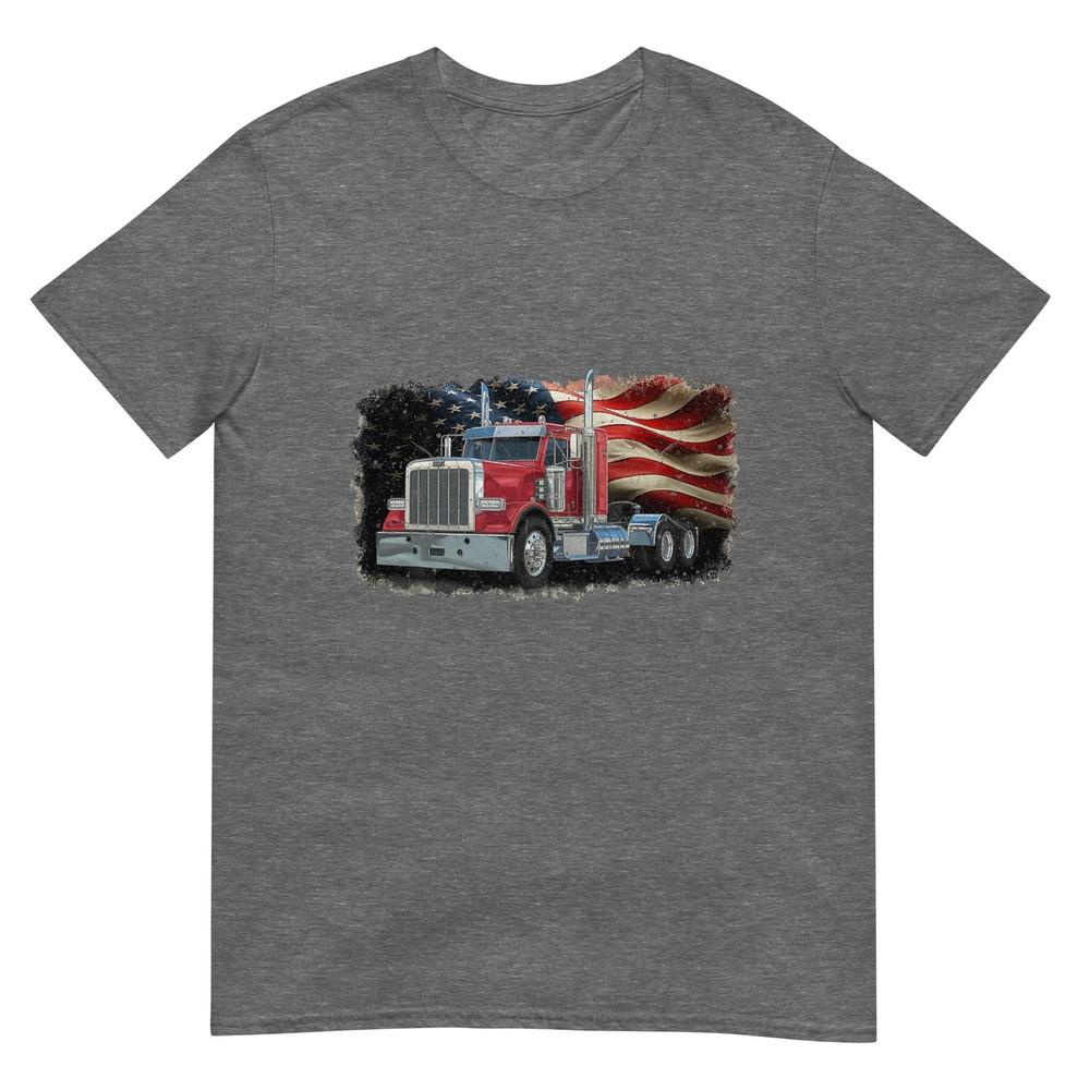 Driver Trucker Us Flag Semi Truck Patriotic 4th Of July Unisex TShirt