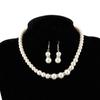 3 Pieces Pearl Necklace Earrings Bracelet Color:Silver  Sets Suit Bridal Temperament The First Act Accessory