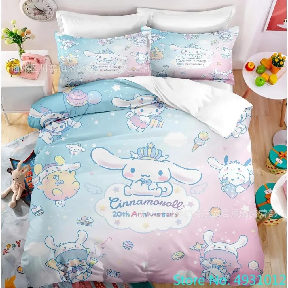 Cartoon Anime Sanrio Cinnamoroll Melody Bedding Set Kawaii Quilt Cover Duvet Cover Pillowcase Kids Girls Single Twin King Size