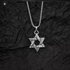 Trendy Hip-Hop Six-Pointed Star Necklace: Unisex Titanium Steel Chain for a Cool, Rustic Korean Style