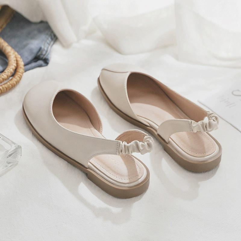 Fashion 2025 Summer Flat Sandal Shoe Women's Heels Without Fashion Girls Closed Clear Comfort Scandals Concise Closed Toe Sandals Fashio