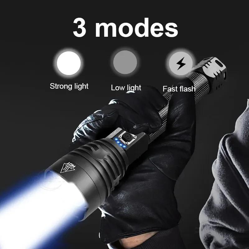 XHP90 Super Flashlights Torches Ultra Powerful Flashlight USB Recharge Flash Light 5000MAh LED Flashlight Zoom Tactical Lantern