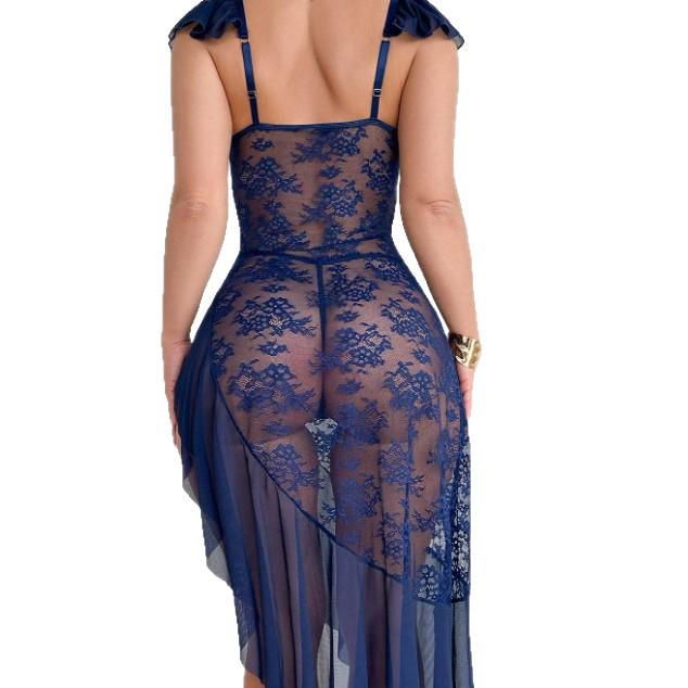 Sexy Lace Mesh Nightgown: European & American Deep V Temptation