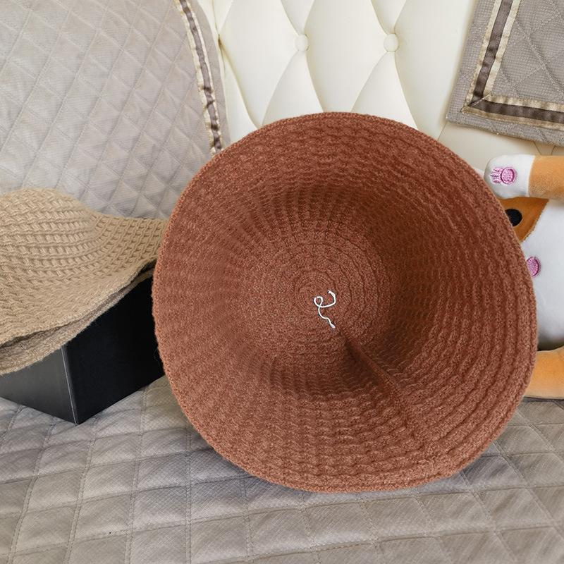 Fashion Knit Bucket Hat Soft Spring Autumn Warm Fisherman Hat Beanie Cap Crochet Knitted Skull Hat Women Basin Hat