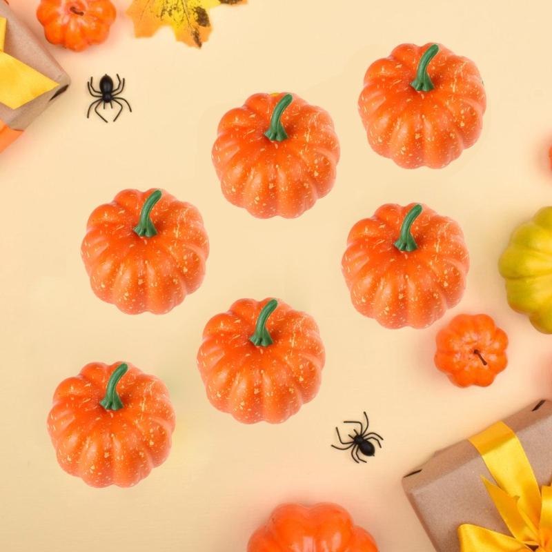 12Pcs Artificial Pumpkins Realistic Simulation Pumpkins for Display, Thanksgiving Holiday Party Decorations, Photography