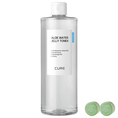 Kim Jeong-moon Aloe Cure Aloe Water Jelly Toner 500ml + Mini 2X Cream 3.5g X 2p Set, 1 Set
