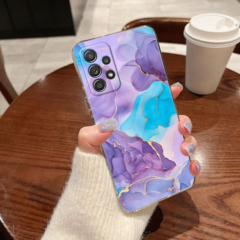 

Прозрачный чехол для телефона с акварельным мраморным узором для Samsung Galaxy A56 A57 A37 A55 A54 A36 A35 A26 A16 A17 A07 A52 A34 Galaxy A14