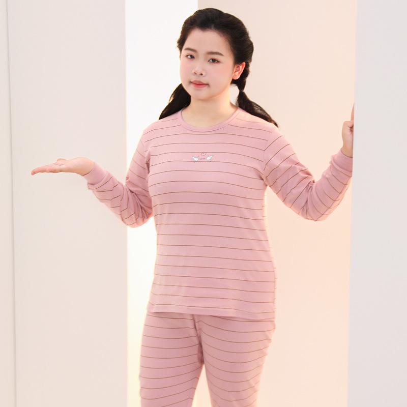 Fat Child Pure Cotton Pajama Set: Boys & Girls Warm Underwear, Plus-Size Base Layer, Autumn/Winter Sweater and Pants