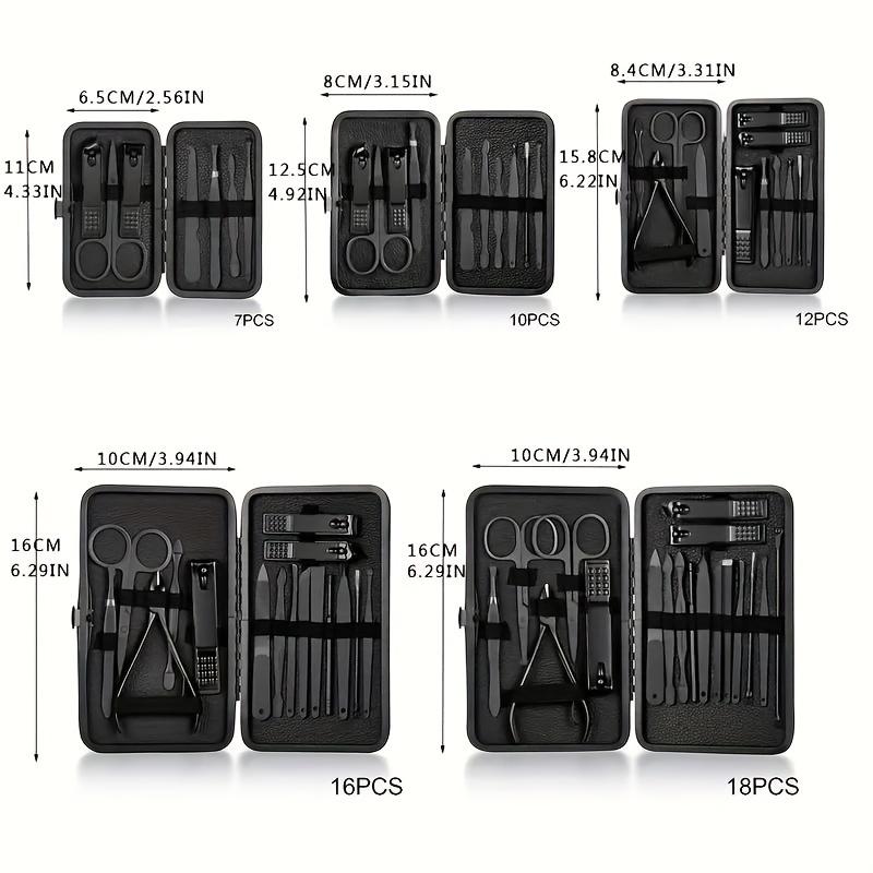 Classic Black Manicure Set Hand Feet Facial Stainless Steel Accessories, All Black Nail Clippers