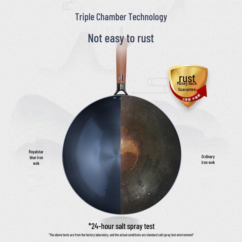 Royalstar Pre-Seasoned Wrought Iron Round Bottom Wok