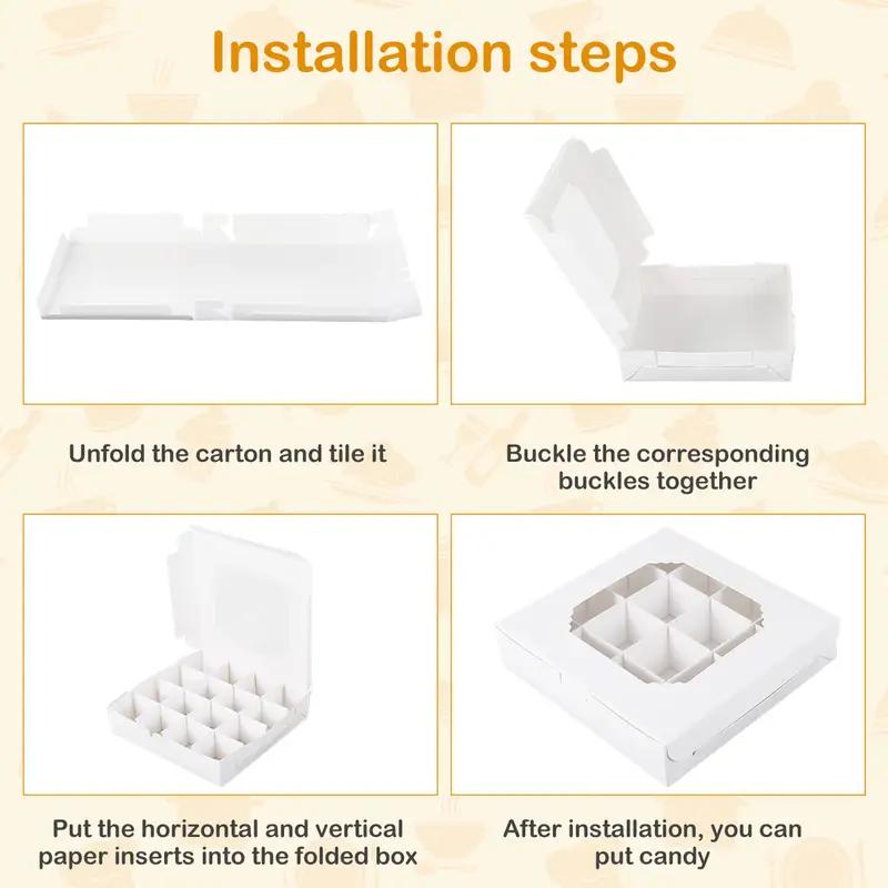 WTEMPO 15PCS 3.5*15*15CM 16 Cavities Clear Window Kraft Paper Gift Boxes Foldable DIY Jewelry Small Presents Packaging Boxes