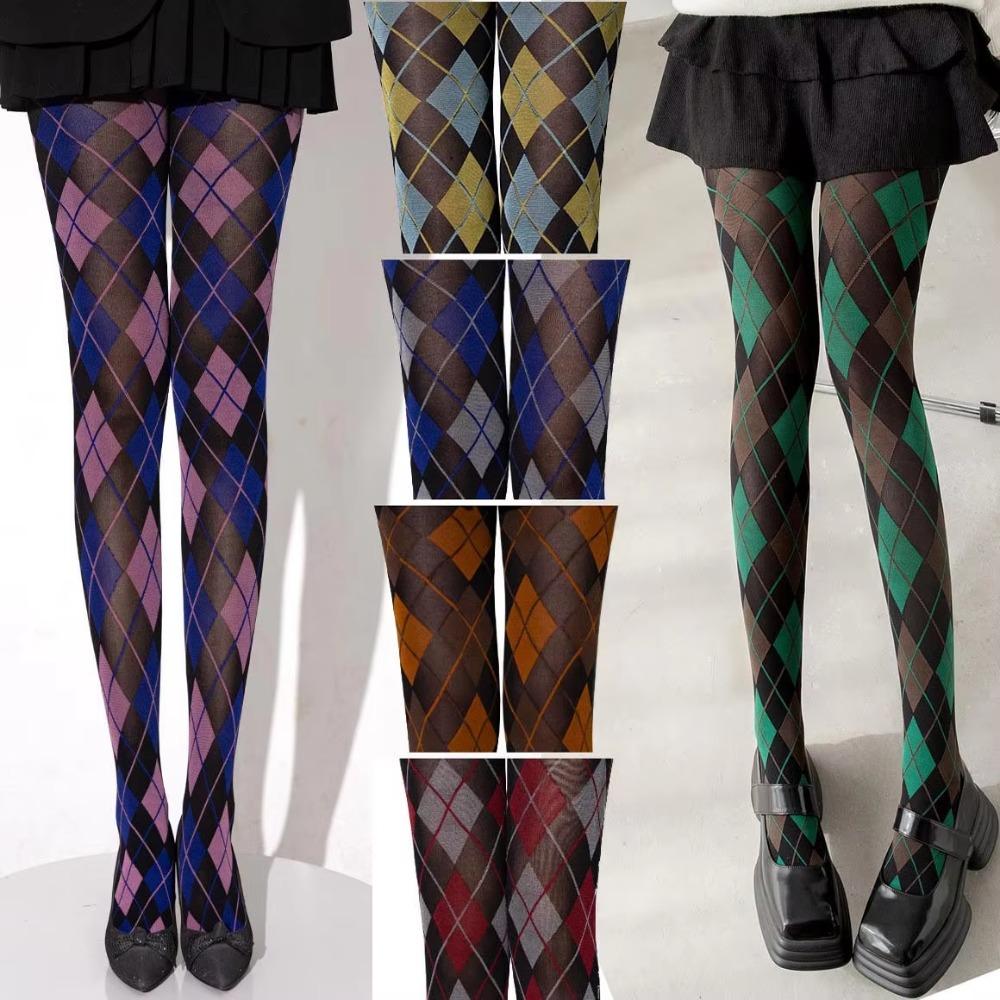 Retro Thigh High Stockings Lingerie Pantyhose Legging New Plaid Tights Pantyhose Women