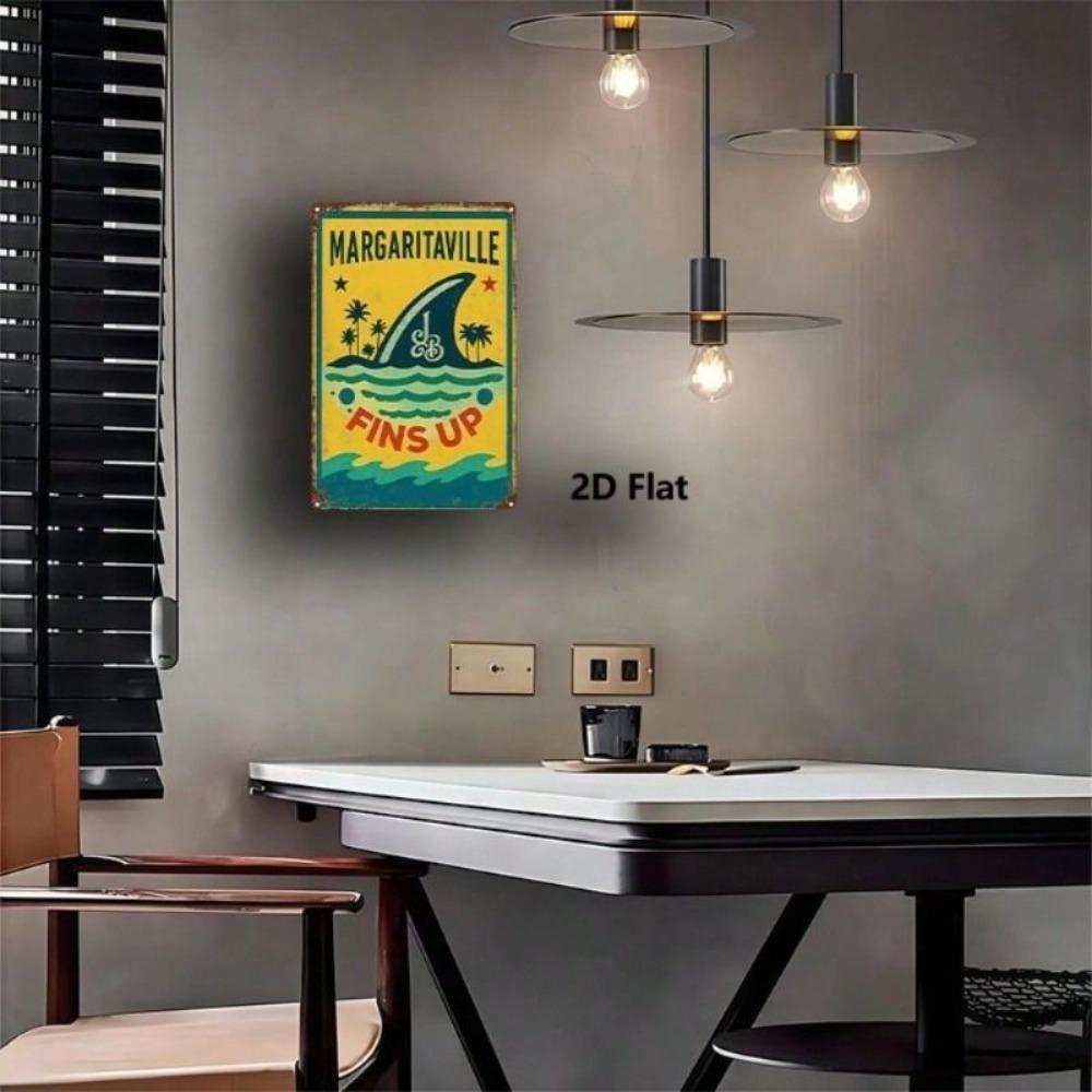 Vintage Metal Shark Sign 20x30cm Retro Garage Bar Home Decor