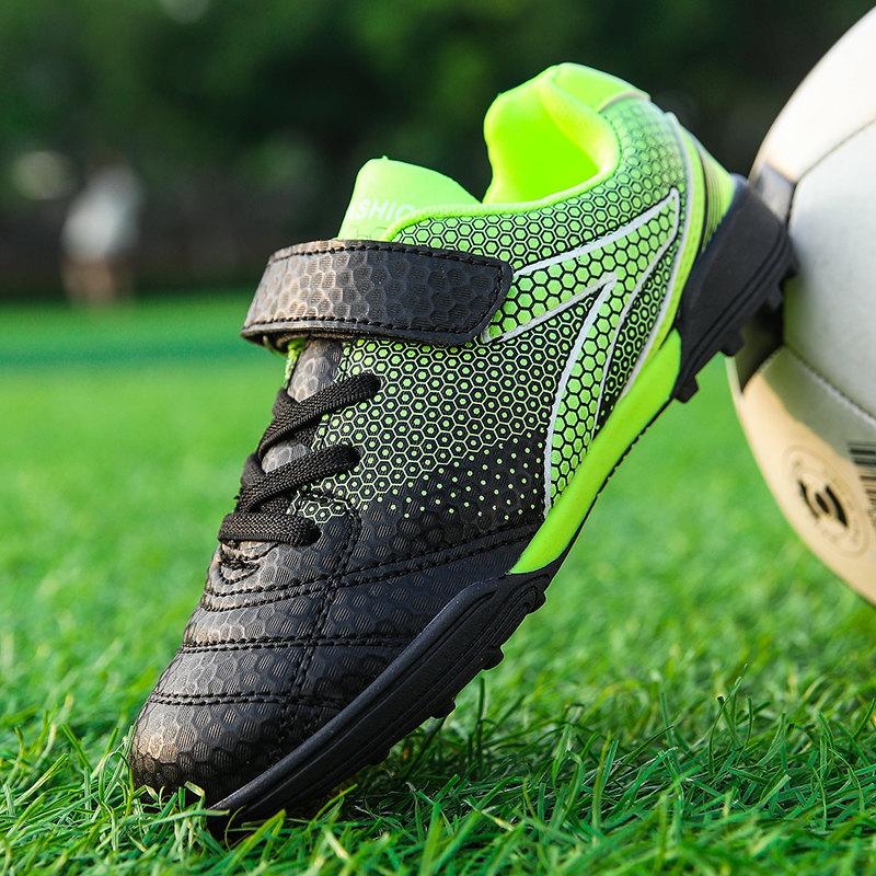 Vânzare Fierbinte Roșu Pantofi de Fotbal pentru Copii HOOK&LOOP Anti-alunecare Gazon Copii Fotbal Pantofi Sport Ușori Piele Adidași Ieftini Băiat