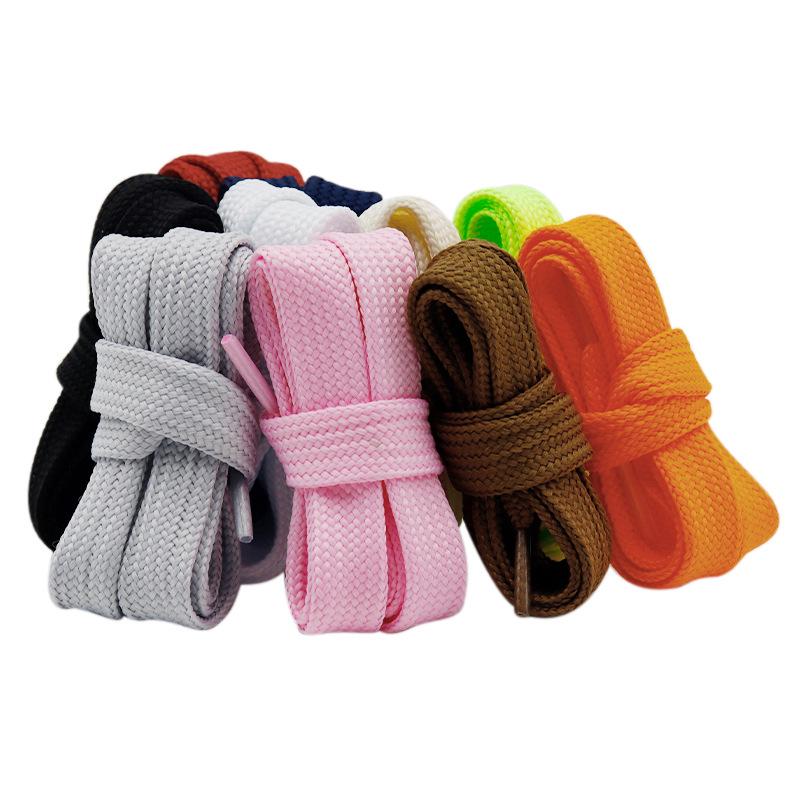Kurojin McQueen 1.8cm Wide Flat Canvas Shoelaces - Solid Color Casual Sports Shoes