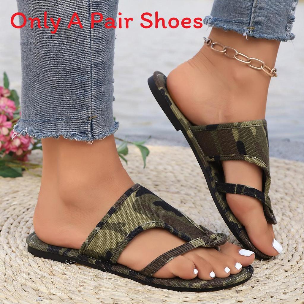 Camouflage Slip On Sandals With Rubber Sole For Casual Summer Wear