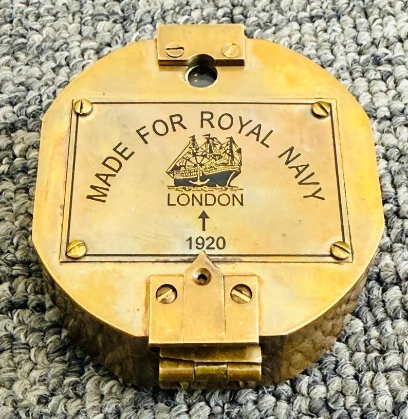 Nautical Geological Compass Gift Royal Navy Brass Brunton Compass in Wooden Box