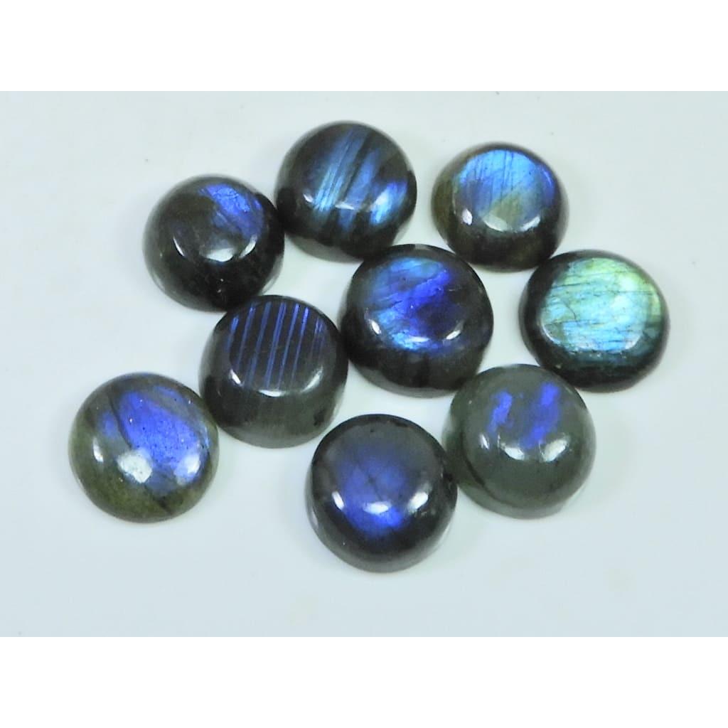 12X12MM Natural Labradorite Blue  Round Cabochon Loose Gemstone 09Pcs Lot C-1027