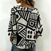 Women Square Neck Blouse White Black Ink Floral Print Ruffle Three Quarter Sleeve Shirt