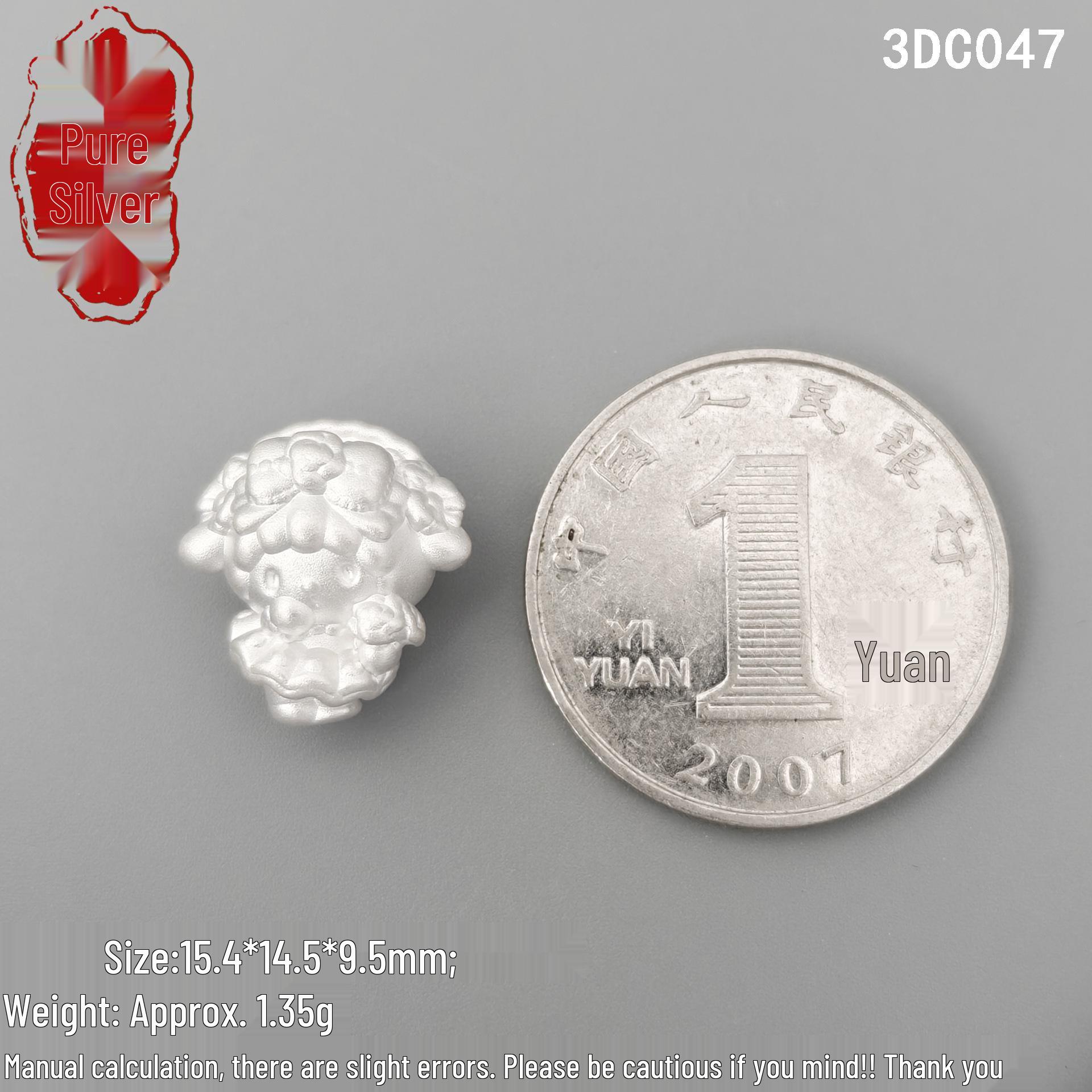S999 Sterling Silver 3D My Melody Pure Silver DIY Handmade Braided Rope Sanrio Style Little Sheep Bracelet Pure Silver 999: Single Price