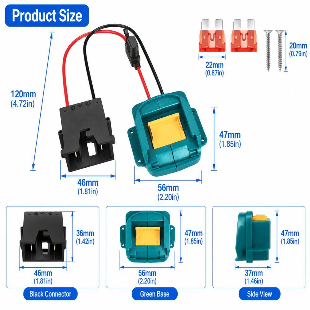 Li-ion Power Tooks Adapter for Makita / DeWalt / Milwaukee / Ryobi Li-ion Battery