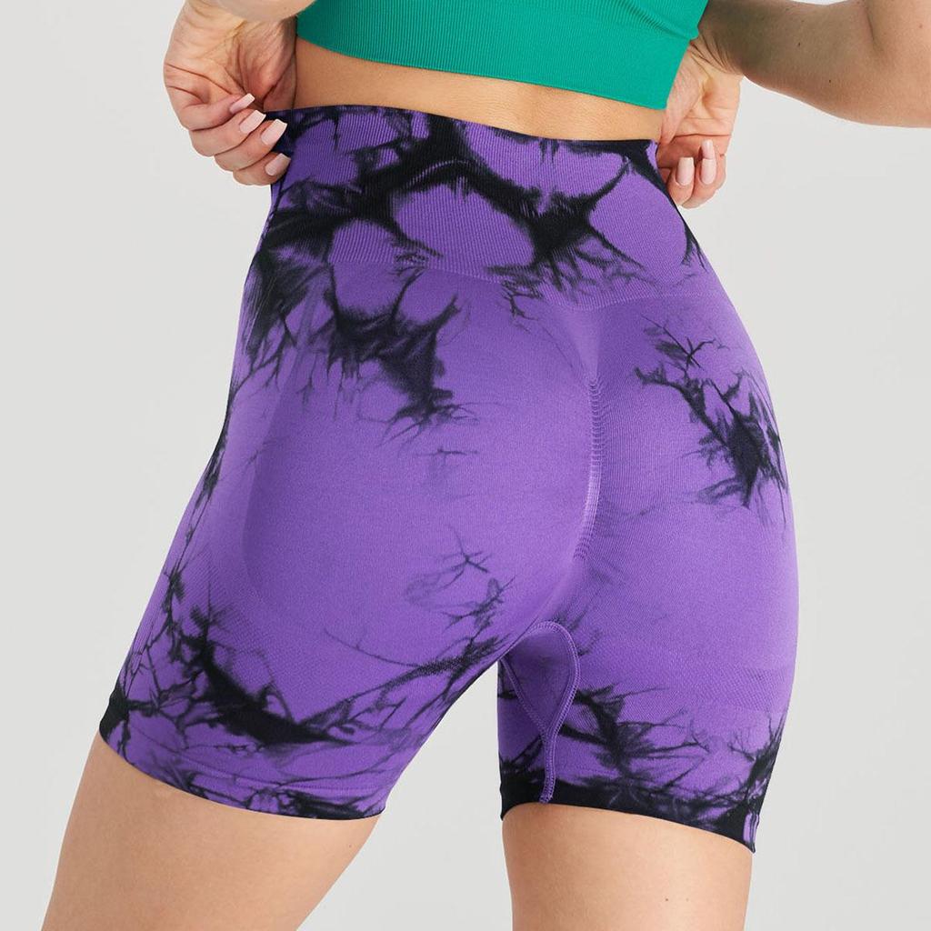 High Waist Tie-Dye Yoga Shorts for Women - Tummy Control & Butt Lift, Sports Fitness Style