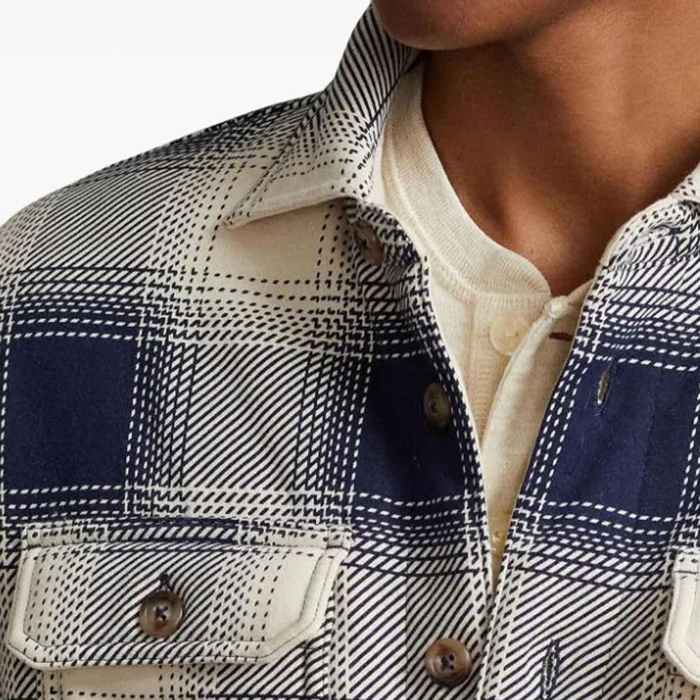 Polo Ralph Lauren FW23 Color Block Plaid Long Sleeve Shirt Men shirts Navy-Blue 710855198-004
