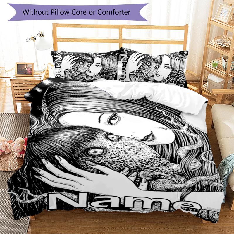 3pcs Custom Name Tomie Kawakami Bedding Set Duvet Cover Closure Includes 1 Duvet Cover & 2 Pillowcases for All Seasons Bedroom Decor