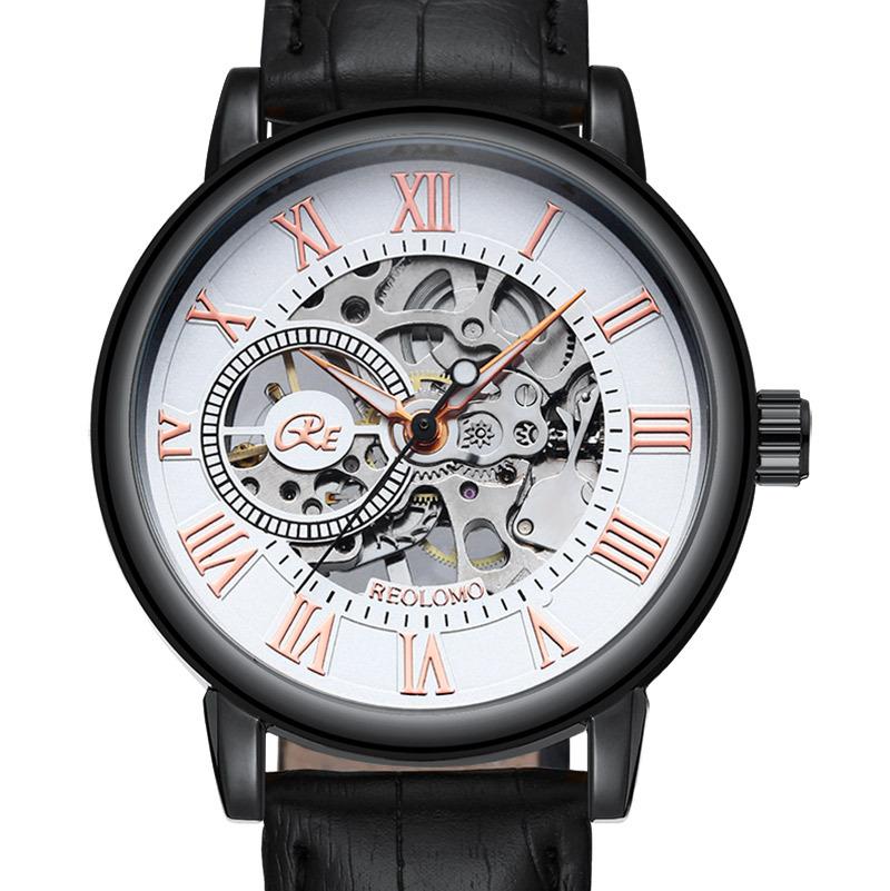 Hollow Out Men s Mechanical Watch Fully Automatic Movement Waterproof Tourbillon Leather Strap Luminous Mechanical Watch for Men