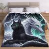 Ice Dragon and Wolf Flannel Printed Blanket Soft Comfortable Bed Blanket Modern Style Themed Decorative Blanket