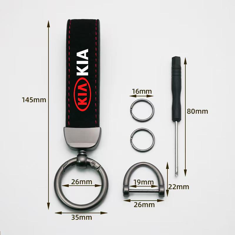 BQTT3 Car Key Chain Black Leather Keyring Pendant Car Interior For Kia Sportage Ceed Picanto Rio ProCeed Niro Morning K7 K5 K8 Ray K9