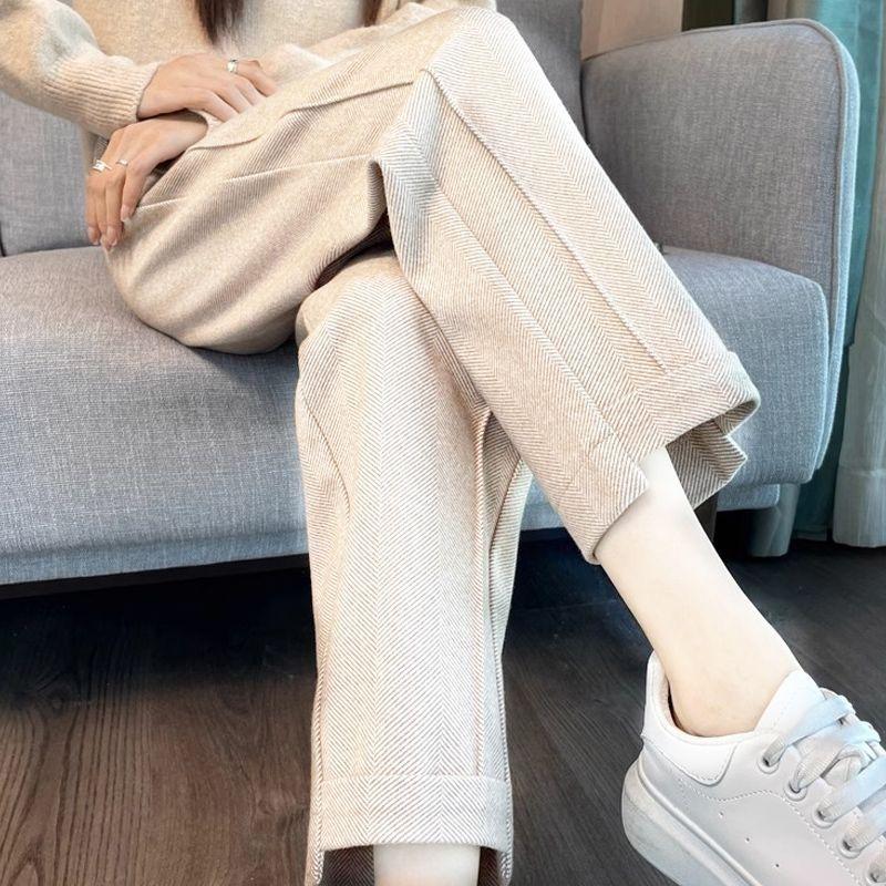 

Женские утолщенные шерстяные брюки на осень, универсальные и стильные, весна и осень XXXL бежевый