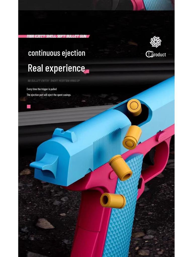 1911 Burst Fire Blowback Toy Gun: Soft Bullet Glock & Desert Eagle Style for Boys