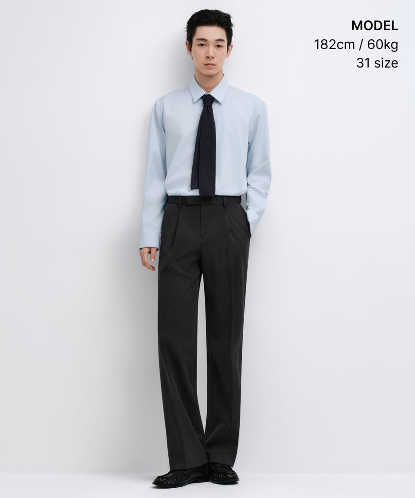 Musinsa Standard Wide Hidden Banding Slacks [Charcoal Gray]