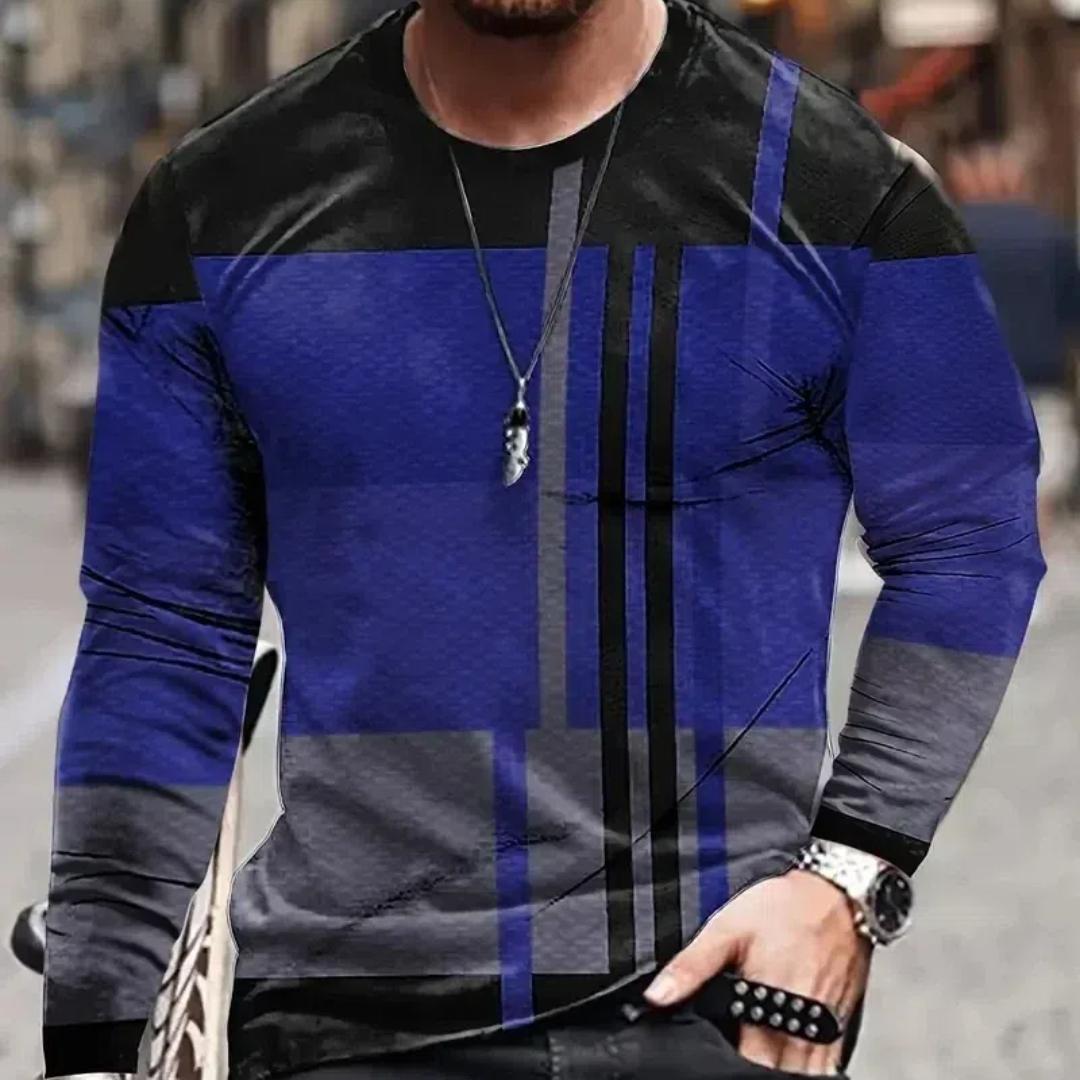 

Мужская футболка с длинным рукавом в стиле ретро с 3D принтом, цветным принтом, новинка, винтажная футболка, стильные футболки на осень, мужская одежда XXXL