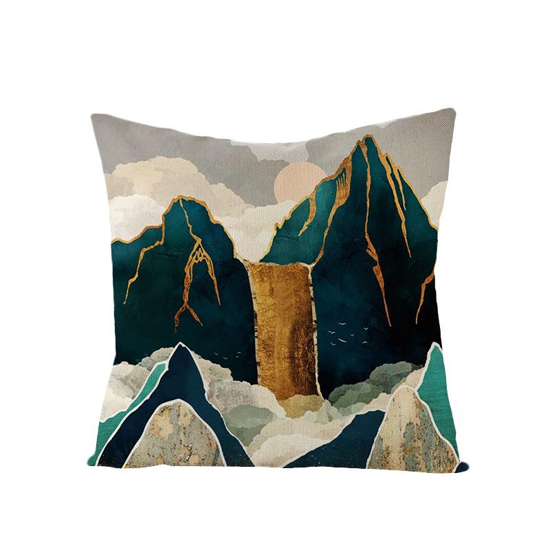 Home Decoration Supplies Landscape Painting Polyester Pillow Cover Home Geometric Abstract Sofa Cushion Cover