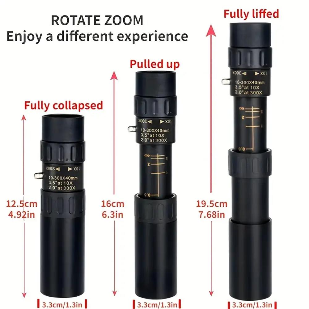 Professional HD Monocular Telescope 10-300x Zoom Long Range Portable for Hunting and Outdoor Activities