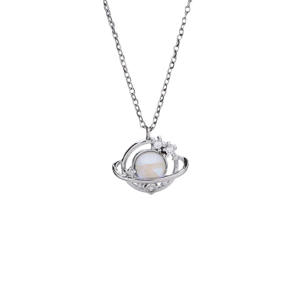Dream Planet Collarbone Chain Personality Unique Girl Heart Gift Neck Chain Fantasy Color Zircon Moonstone Star Necklace